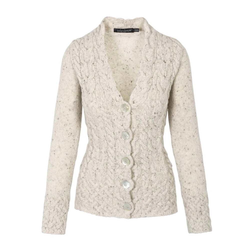 Irelandseye Horseshoe Cable Cardigan Chalkstone